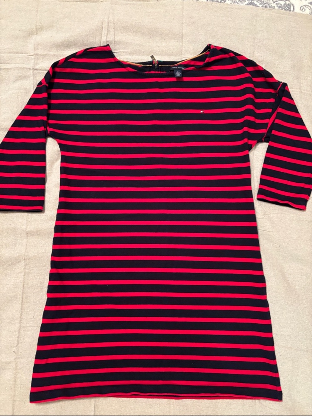 Tommy Hilfiger Navy & Red Striped Boatneck Dress M